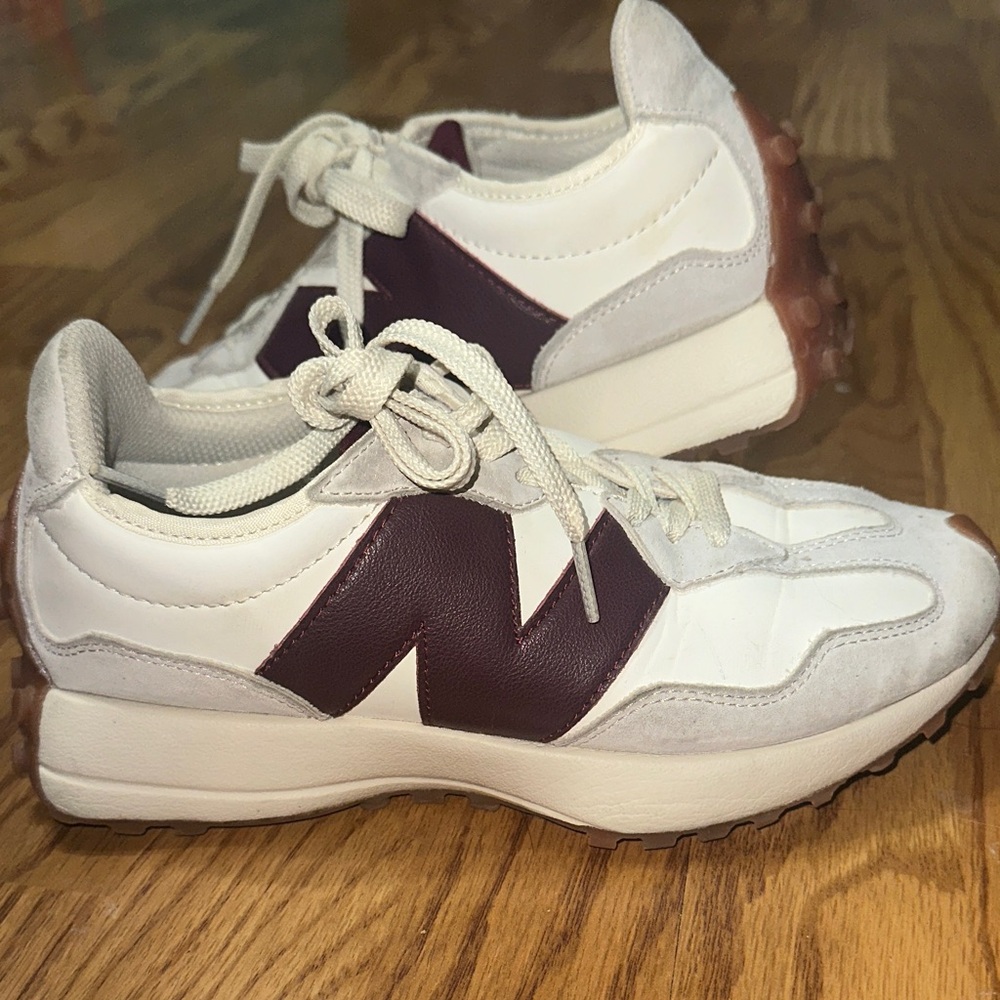 Women's White and Maroon Sneakers